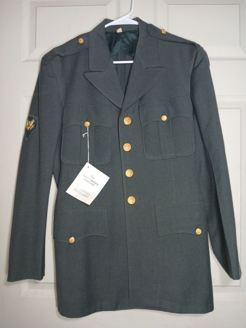 Unissued U.S. Army Green Wool Serge Dress Coat 1956 Size 38R Original Tag NOS